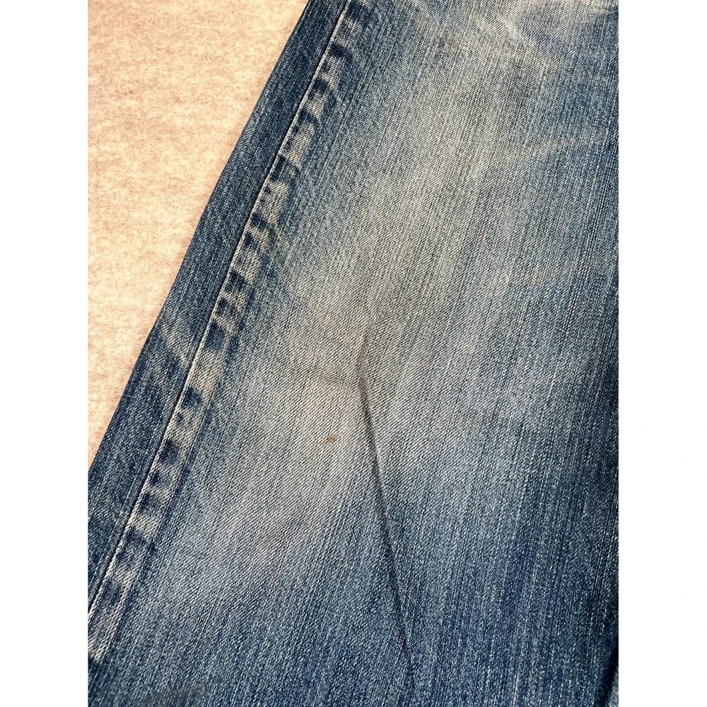 Levis 501 Original Fit‎ Straight Jeans Mens 36x34 Blue Denim Cotton Frayed Hem